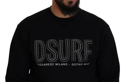 Dsquared² Black Cotton Printed Long Sleeves Pullover Sweater Dsquared²