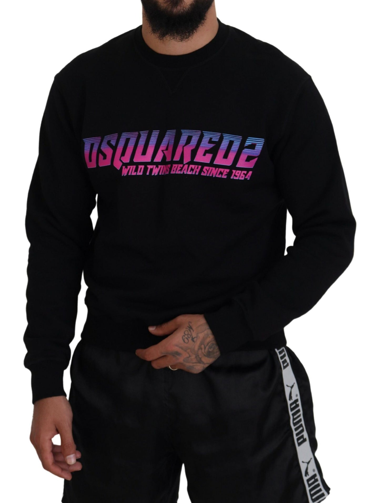 Dsquared² Black Logo Print Long Sleeves Men Pullover Sweater Dsquared²