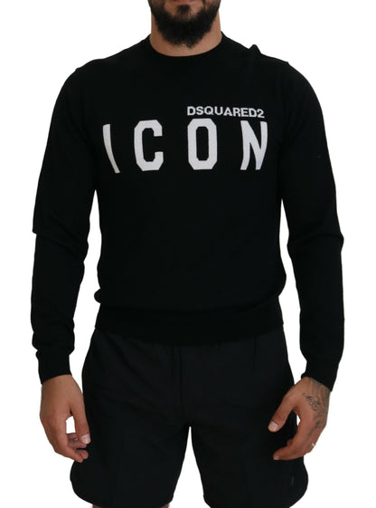 Dsquared² Black Logo Print Long Sleeves Men Pullover Sweater Dsquared²