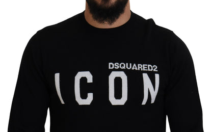 Dsquared² Black Logo Print Long Sleeves Men Pullover Sweater Dsquared²