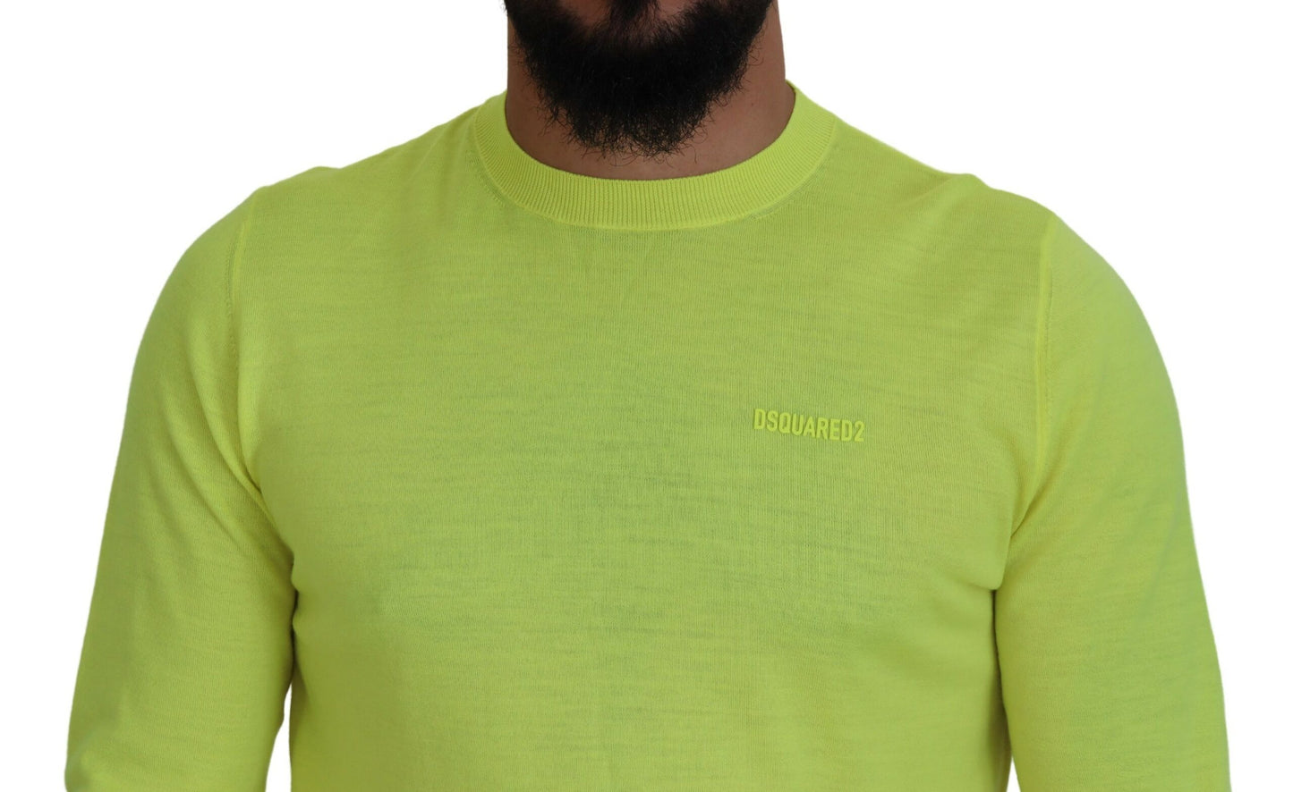 Dsquared² Yellow Green Long Sleeves Men Pullover Sweater Dsquared²