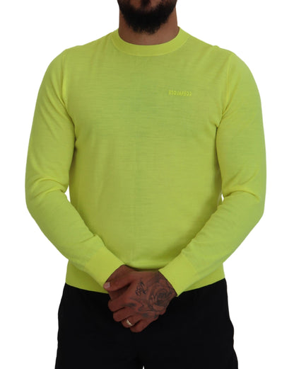 Dsquared² Yellow Green Long Sleeves Men Pullover Sweater Dsquared²