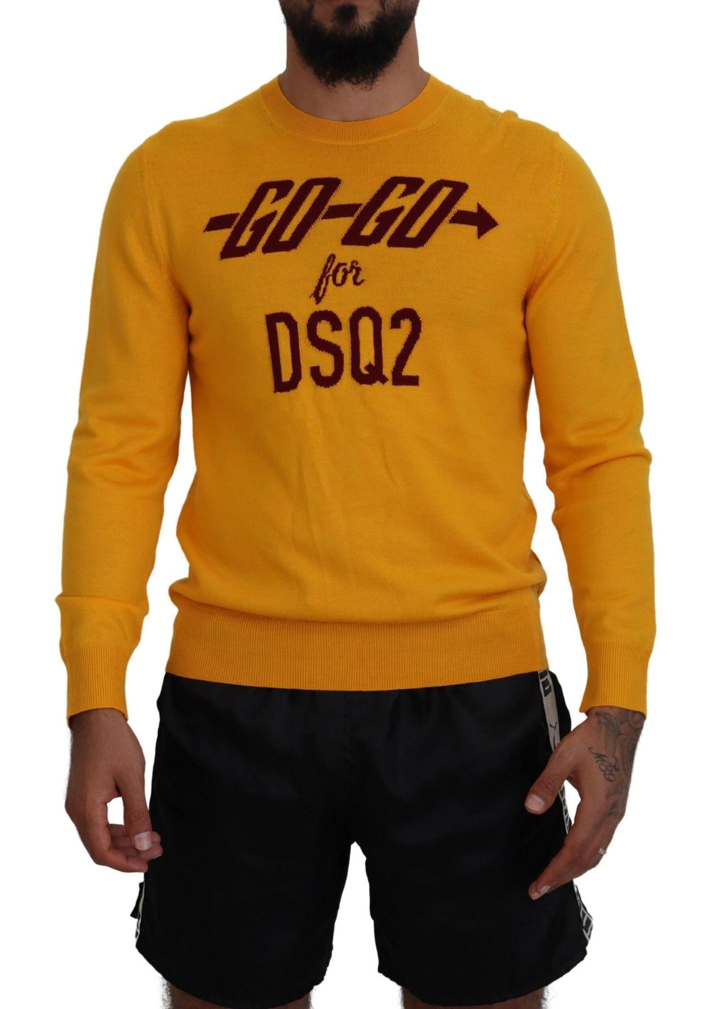 Dsquared² Orange Wool Long Sleeves Men Pullover Sweater Dsquared²