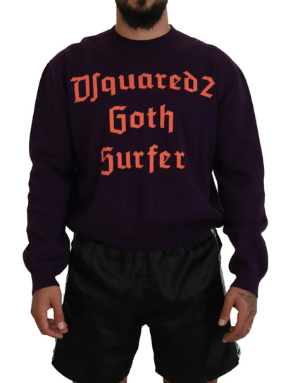 Dsquared² Purple Cotton Printed Men Pullover Sweater Dsquared²