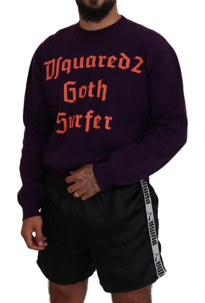 Dsquared² Purple Cotton Printed Men Pullover Sweater Dsquared²