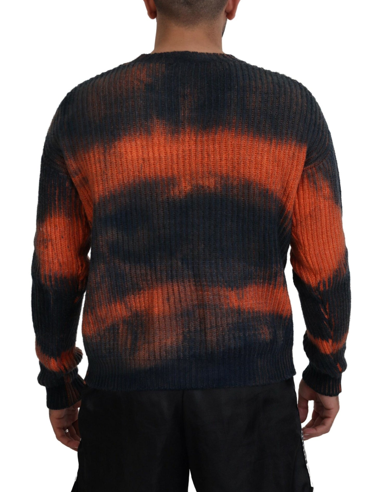 Dsquared² Black Orange Cotton Tie Dye Men Pullover Sweater Dsquared²