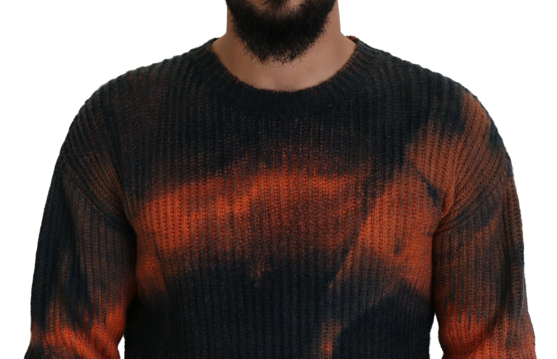 Dsquared² Black Orange Cotton Tie Dye Men Pullover Sweater