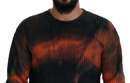 Dsquared² Black Orange Cotton Tie Dye Men Pullover Sweater Dsquared²