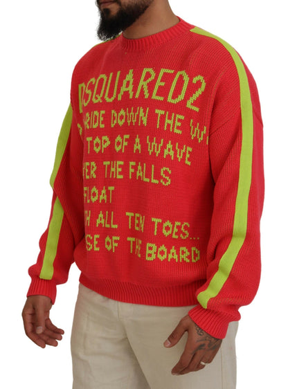 Dsquared² Orange Cotton Printed Long Sleeves Pullover Sweater Dsquared²