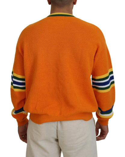 Dsquared² Orange Printed Long Sleeves Men Pullover Sweater Dsquared²