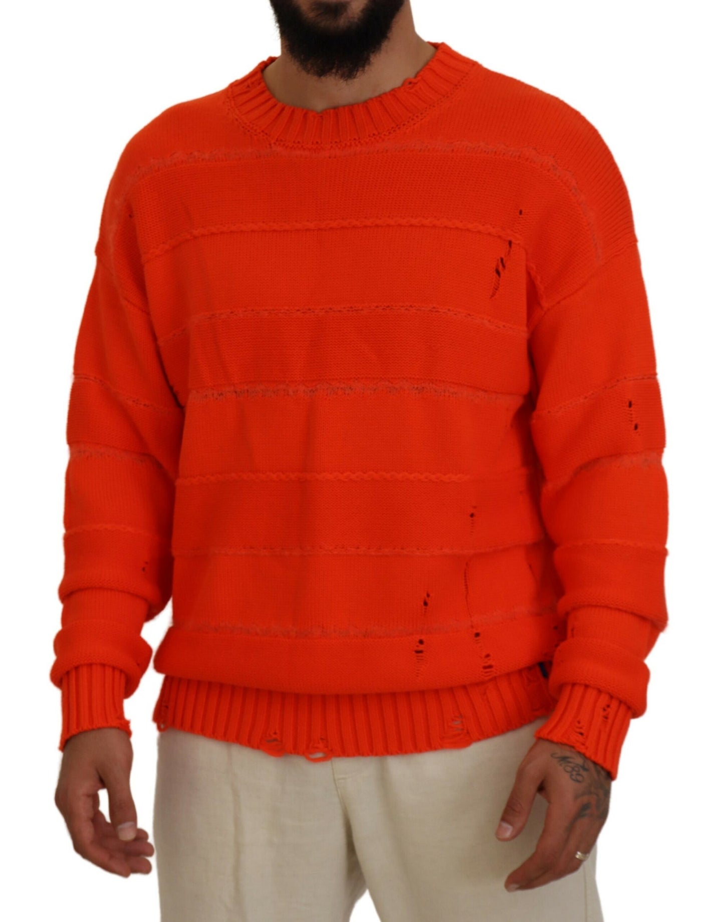 Dsquared² Orange Cotton Long Sleeves Men Pullover Sweater Dsquared²