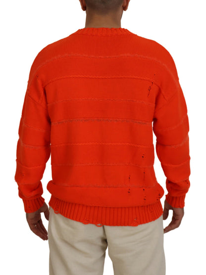 Dsquared² Orange Cotton Long Sleeves Men Pullover Sweater Dsquared²