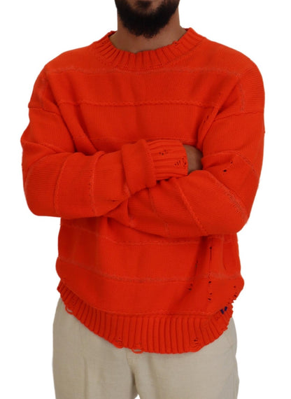 Dsquared² Orange Cotton Long Sleeves Men Pullover Sweater Dsquared²