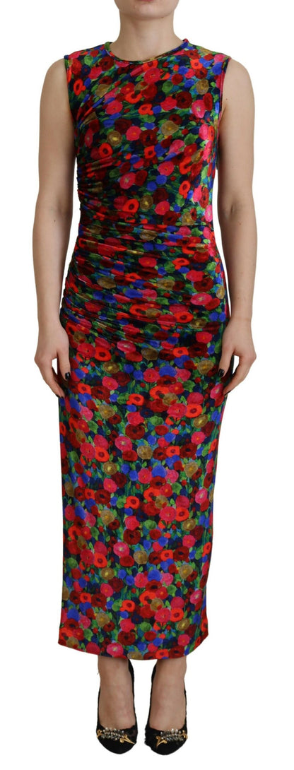 Dsquared² Multicolor Floral Bodycon Ruched Maxi Dress Dsquared²