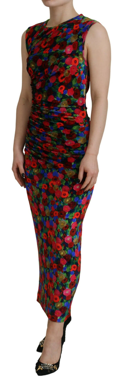 Dsquared² Multicolor Floral Bodycon Ruched Maxi Dress Dsquared²