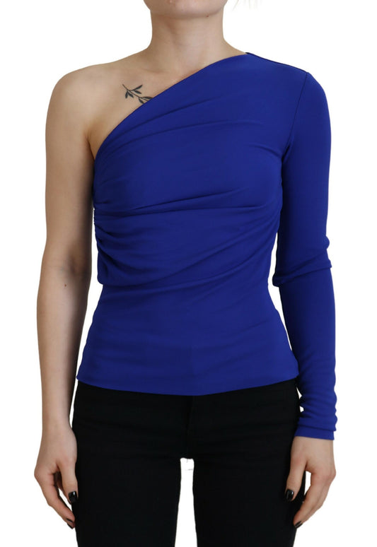 Dsquared² Blue Viscose One Shoulder Slim Fit Blouse Top Dsquared²