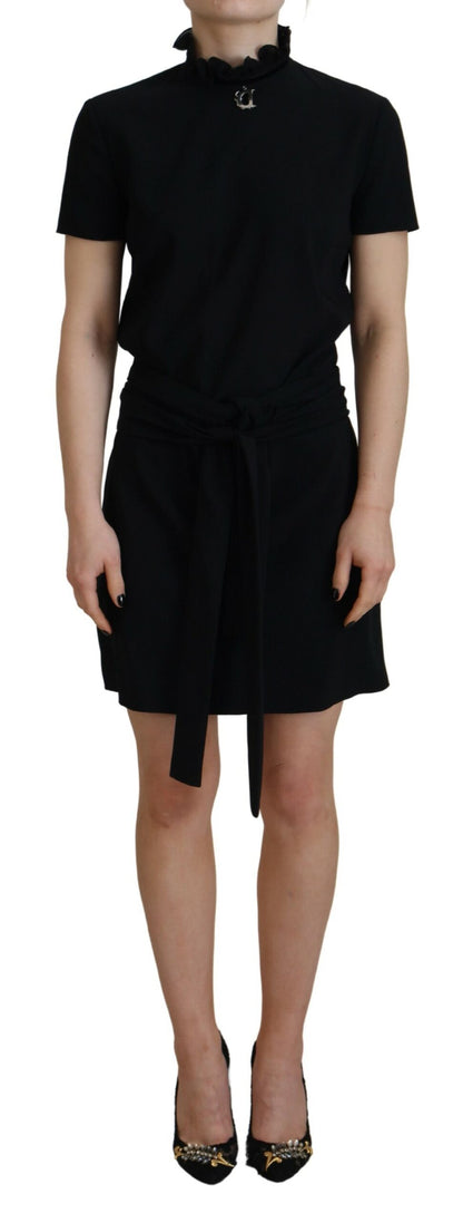 Dsquared² Black Polyester Short Sleeves Sheath Mini Dress Dsquared²