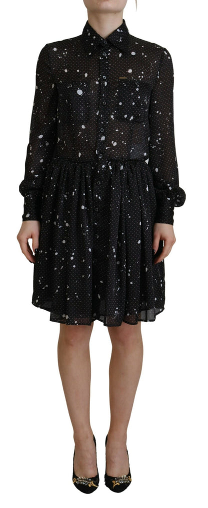 Dsquared² Black Polka Dot Long Sleeves Button Down Dress Dsquared²