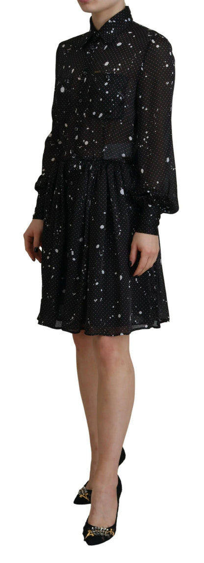 Dsquared² Black Polka Dot Long Sleeves Button Down Dress Dsquared²