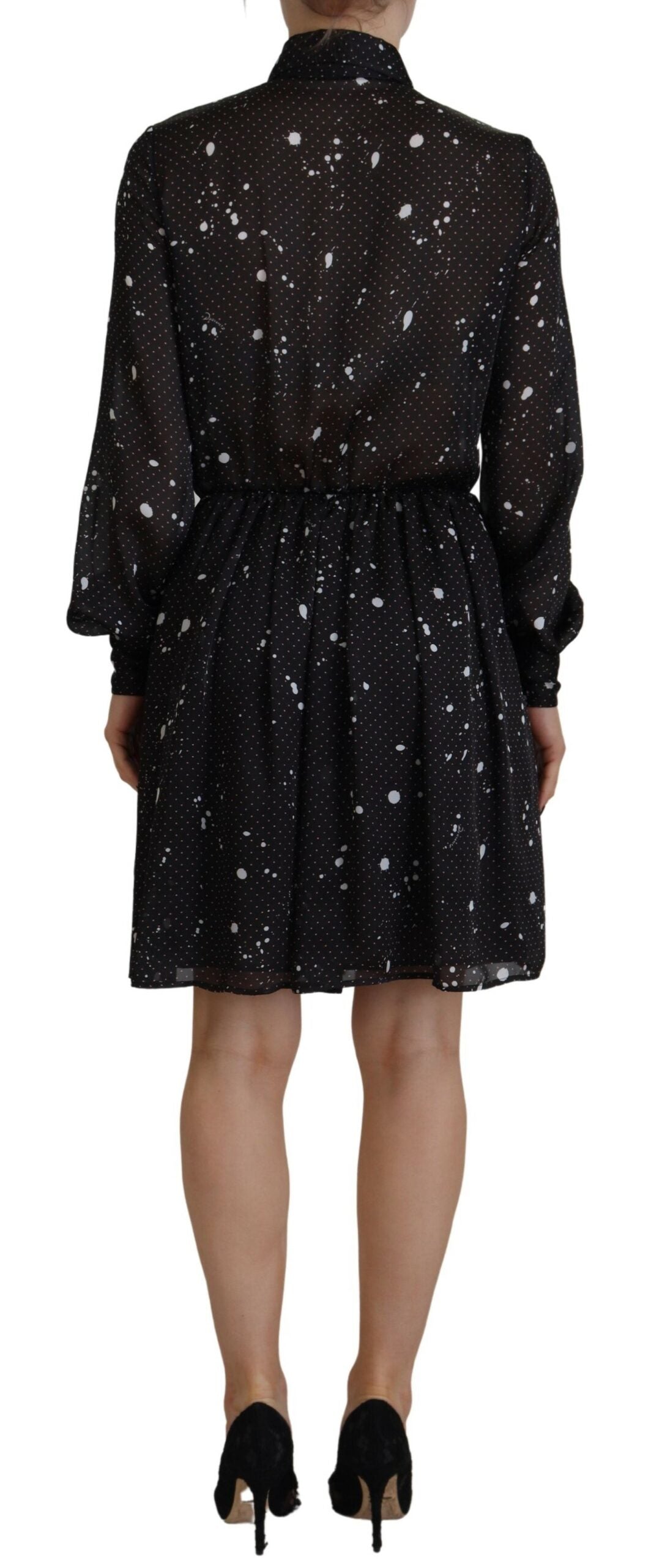 Dsquared² Black Polka Dot Long Sleeves Button Down Dress Dsquared²