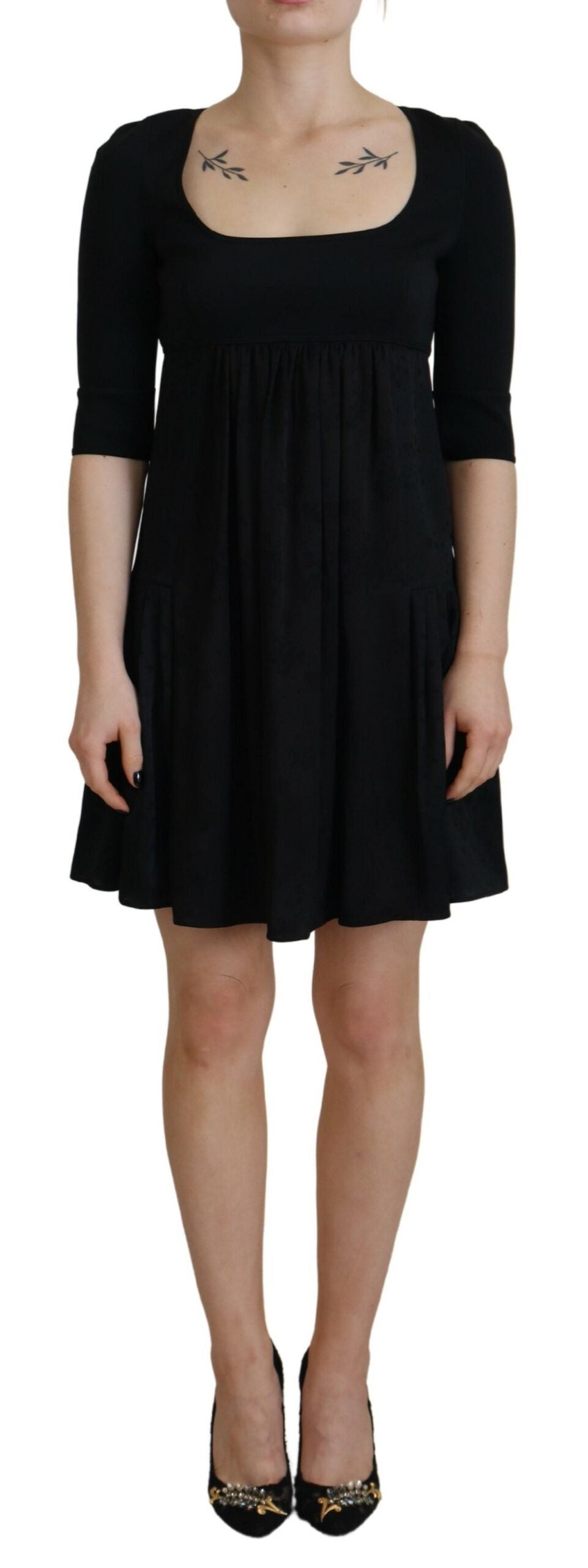 Dsquared² Black Acetate Short Sleeves A-line Sheath Dress Dsquared²