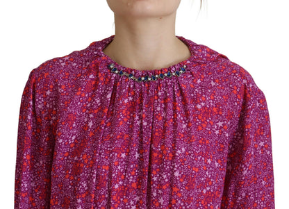 Dsquared² Fuchsia Stars Embellished Long Sleeves Dress Dsquared²