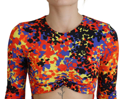 Dsquared² Multicolor Batik Open Belly Long Sleeves Dress Dsquared²