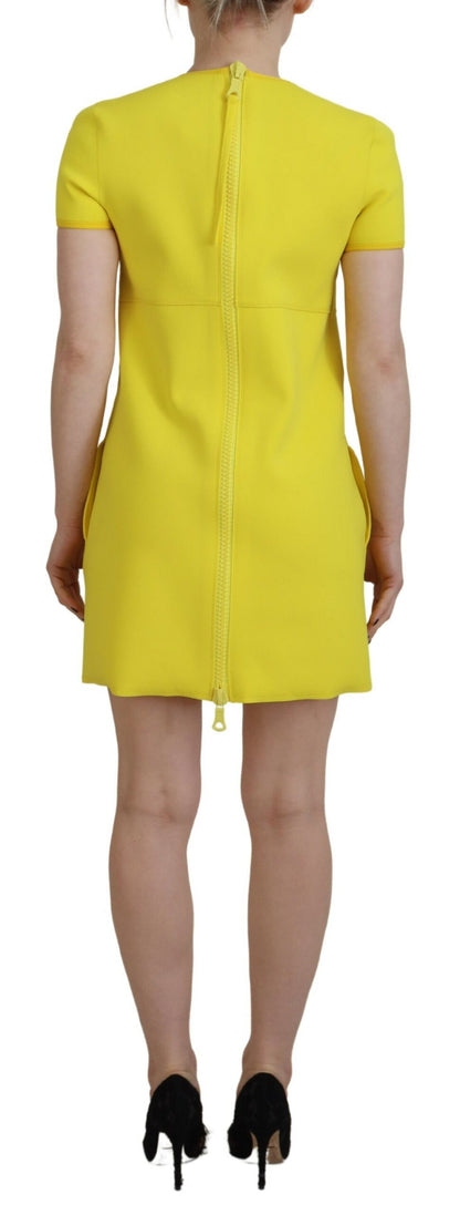 Dsquared² Yellow Nylon Short Sleeves Round Neck Mini Dress Dsquared²