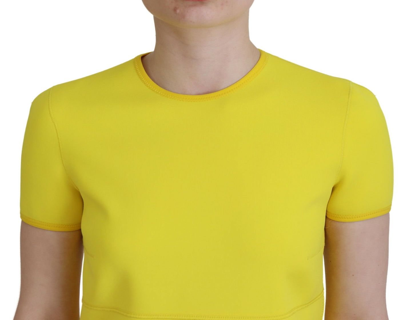 Dsquared² Yellow Nylon Short Sleeves Round Neck Mini Dress Dsquared²