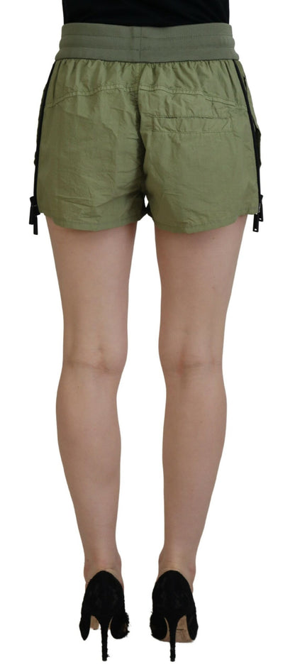 Dsquared² Green Cotton Mid Waist Drawstring Tapered Shorts Dsquared²