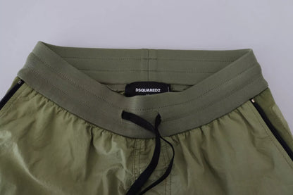 Dsquared² Green Cotton Mid Waist Drawstring Tapered Shorts Dsquared²