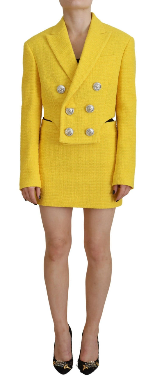 Dsquared² Yellow Double Breasted Mini Suit Blazer Skirt Set Dsquared²