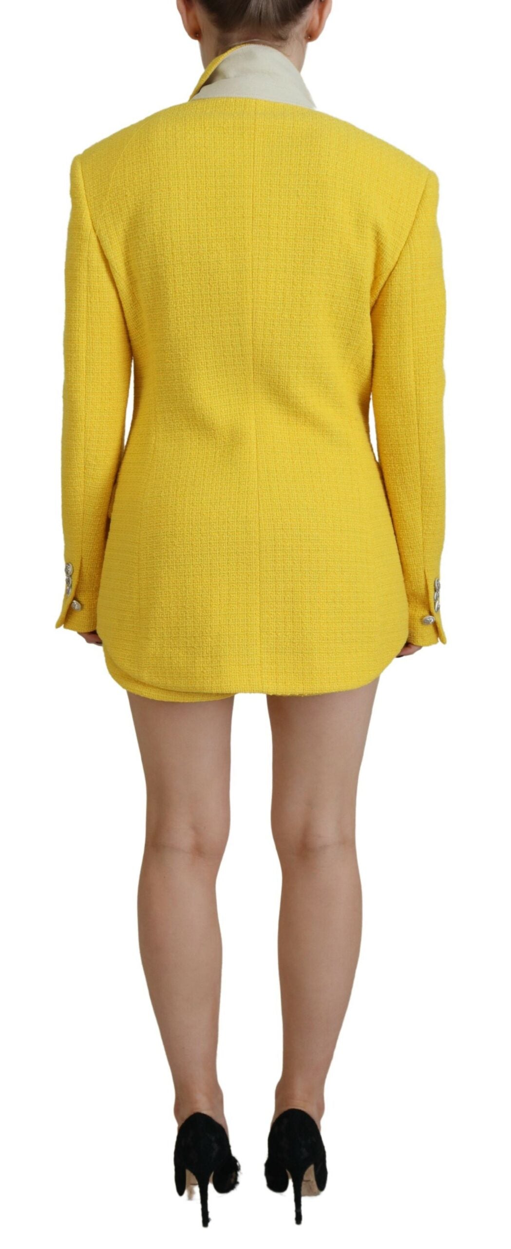 Dsquared² Yellow Peak Double Breasted Suit Blazer Short Set Dsquared²