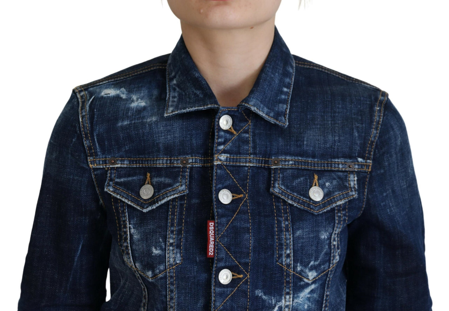 Dsquared² Blue Icon Printed Distressed Denim Jacket Dsquared²