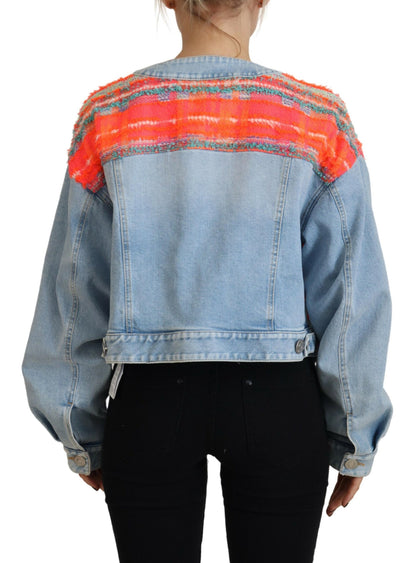 Dsquared² Orange Blue Panelled Button Front Denim Jacket Dsquared²