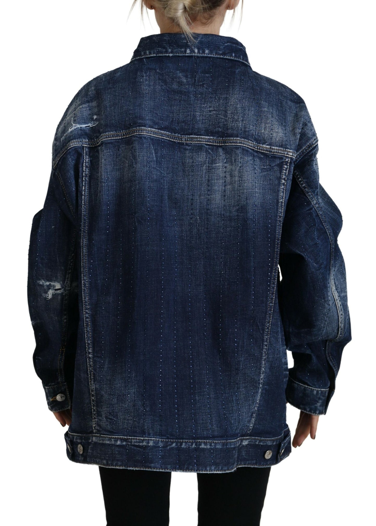 Dsquared² Blue Distressed Collared Denim Jacket Dsquared²