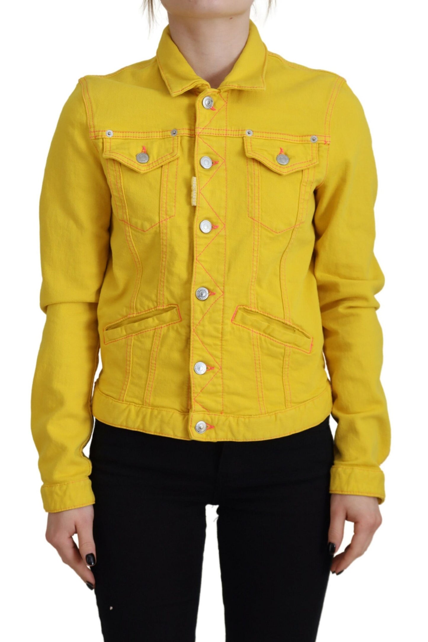 Dsquared² Yellow Collared Long Sleeves Denim Jacket Dsquared²