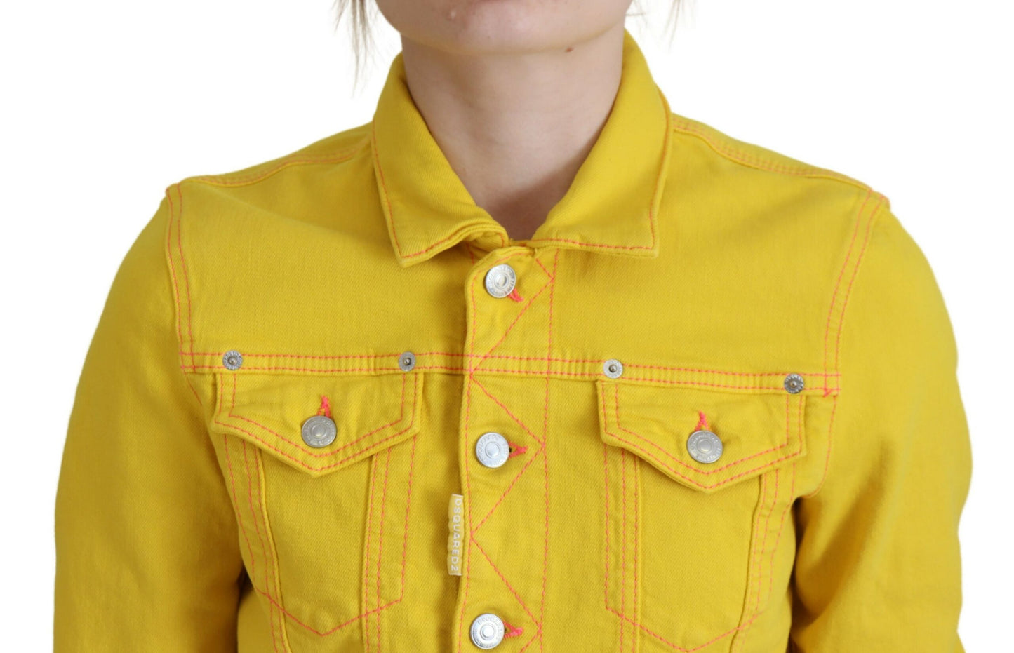 Dsquared² Yellow Collared Long Sleeves Denim Jacket Dsquared²