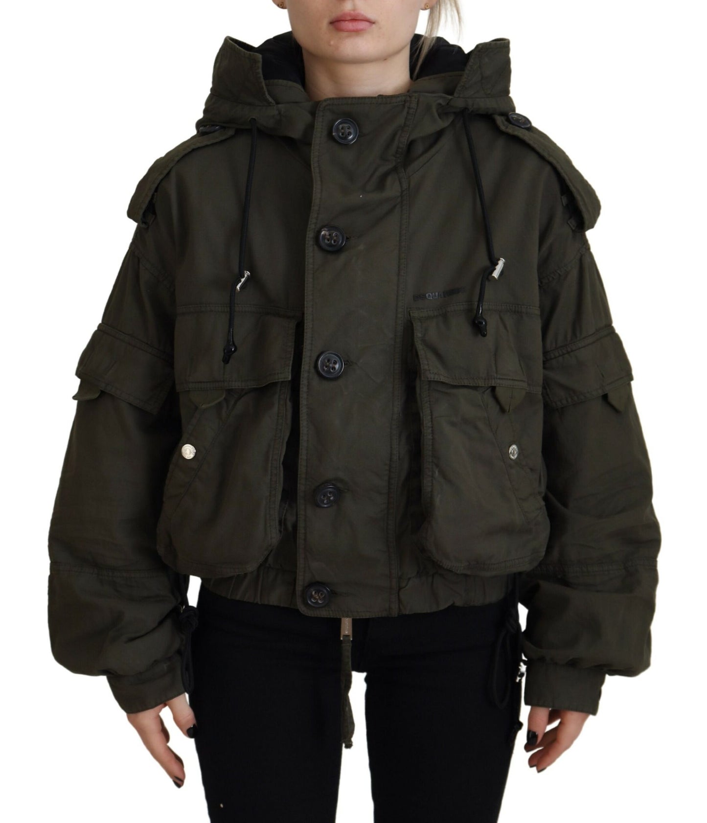 Dsquared² Green Cotton Hooded Cargo Button Jacket Dsquared²