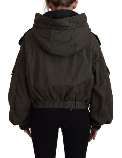 Dsquared² Green Cotton Hooded Cargo Button Jacket Dsquared²