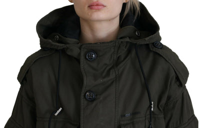 Dsquared² Green Cotton Hooded Cargo Button Jacket Dsquared²