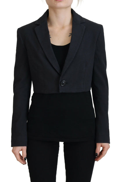 Dsquared² Black Cotton Cropped Button Blazer Jacket Dsquared²