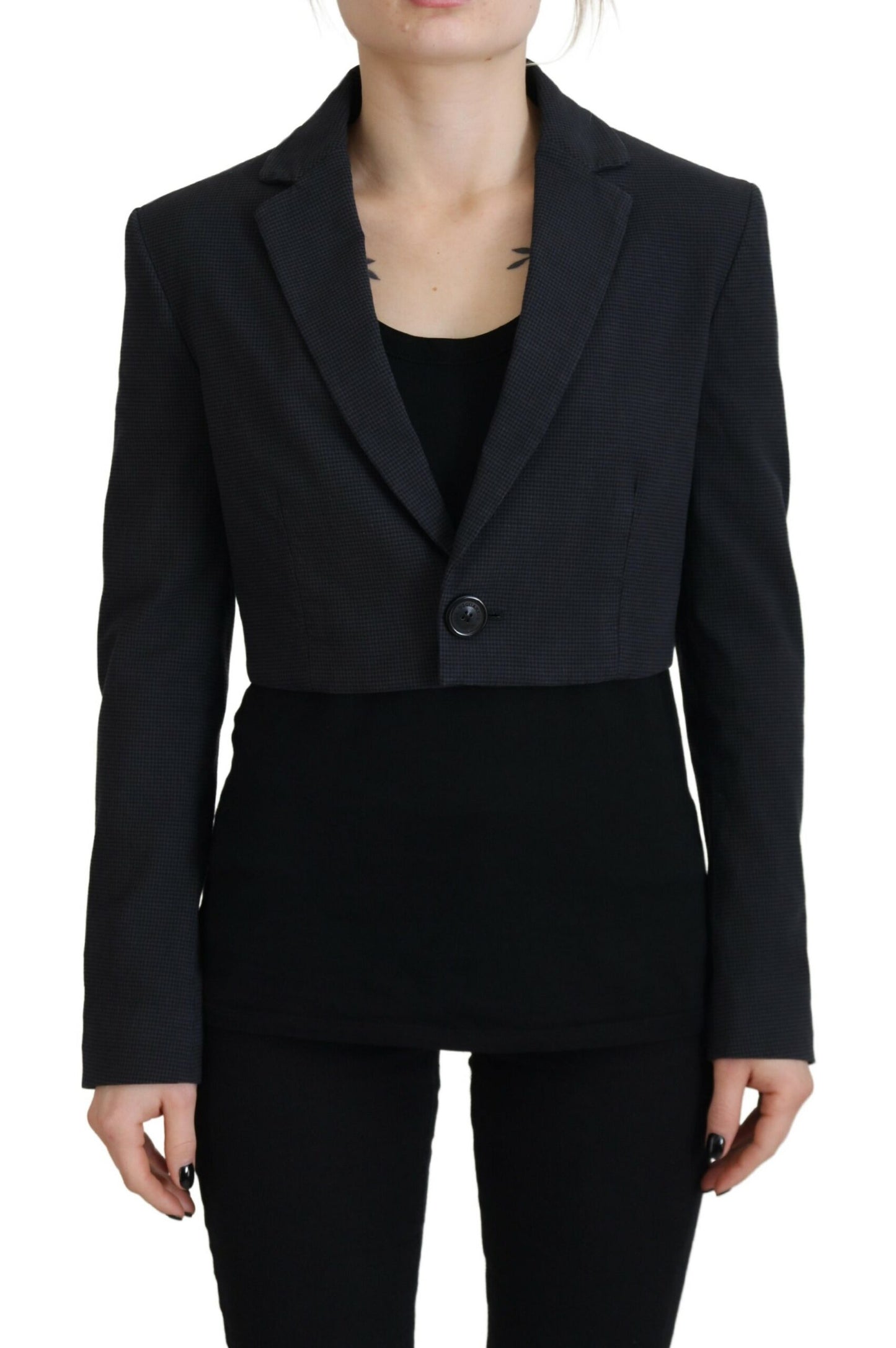 Dsquared² Black Cotton Cropped Button Blazer Jacket Dsquared²