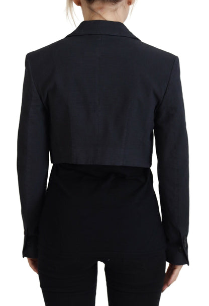 Dsquared² Black Cotton Cropped Button Blazer Jacket Dsquared²