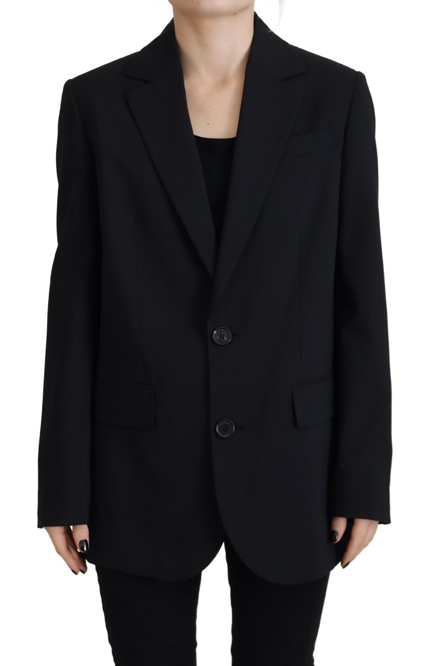 Dsquared² Black Flower Single Breasted Coat Blazer Dsquared²