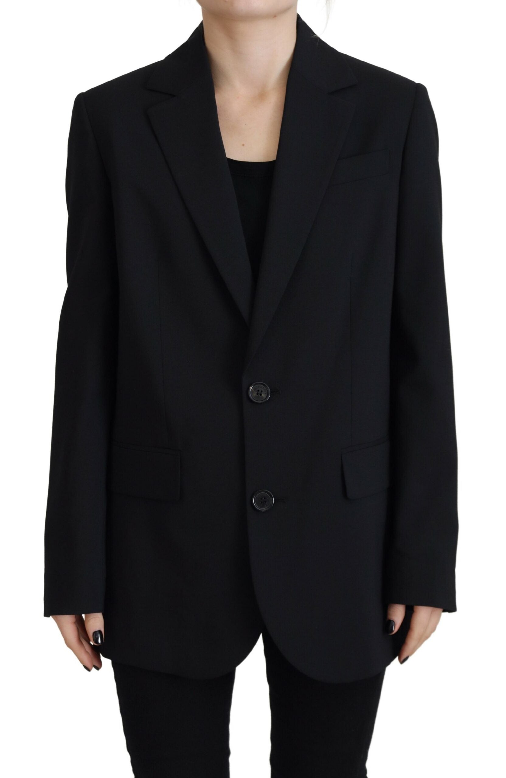 Dsquared² Black Flower Single Breasted Coat Blazer