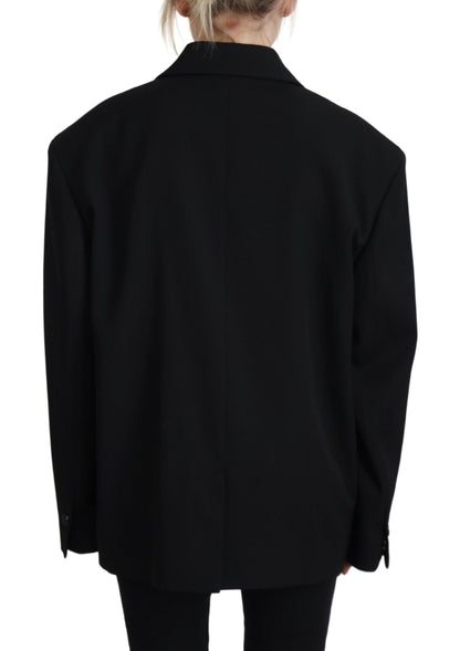 Dsquared² Black Double Breasted Coat Blazer Jacket Dsquared²