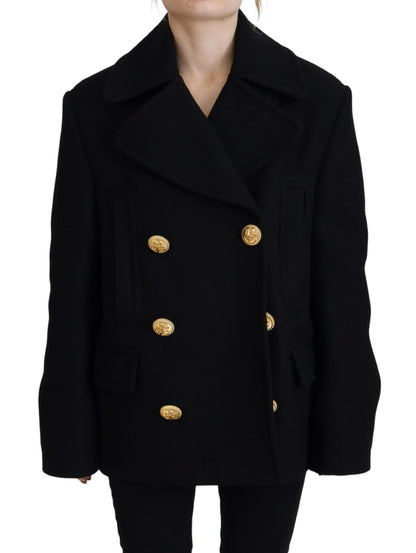 Dsquared² Black Double Breasted Coat Blazer Jacket Dsquared²