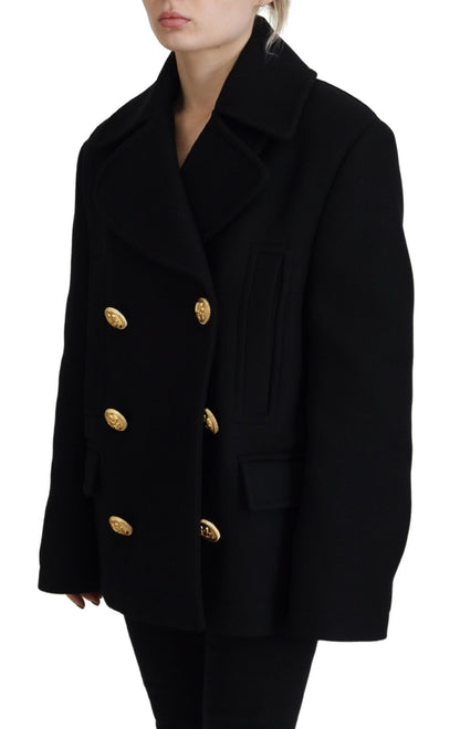 Dsquared² Black Double Breasted Coat Blazer Jacket Dsquared²