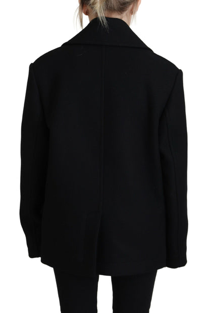 Dsquared² Black Double Breasted Coat Blazer Jacket Dsquared²